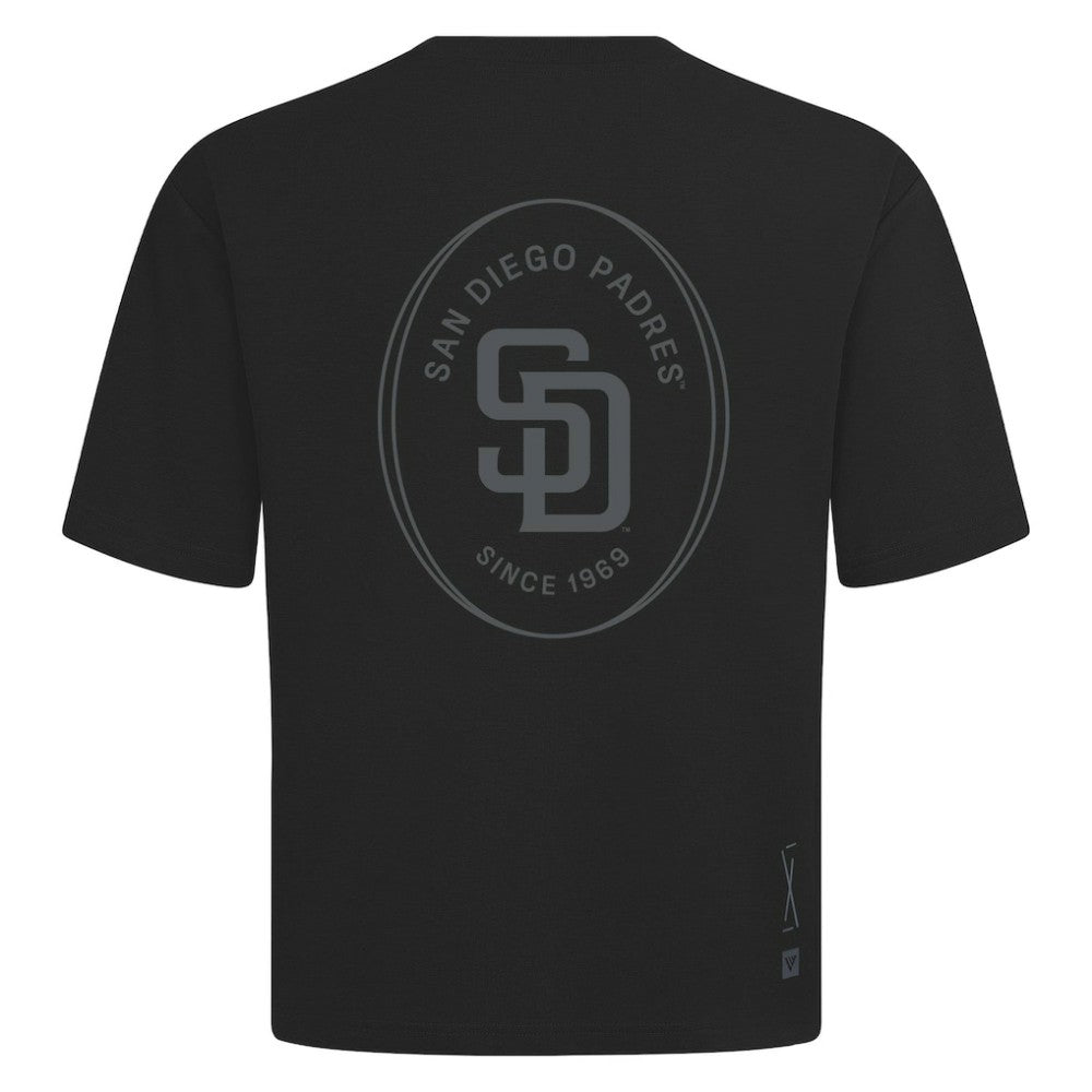 San Diego Padres Levelwear Signet Oversized Luxe Signature Knit T-Shirt - Black