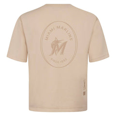 Miami Marlins Levelwear Signet Oversized Luxe Signature Knit T-Shirt - Khaki