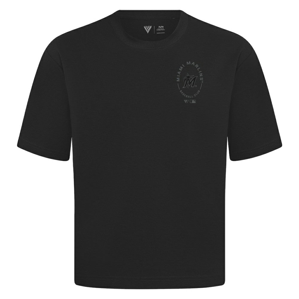 Miami Marlins Levelwear Signet Oversized Luxe Signature Knit T-Shirt - Black