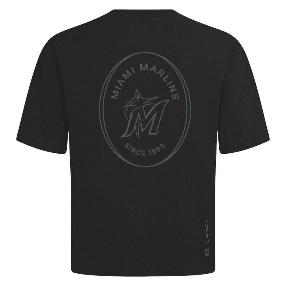 Miami Marlins Levelwear Signet Oversized Luxe Signature Knit T-Shirt - Black