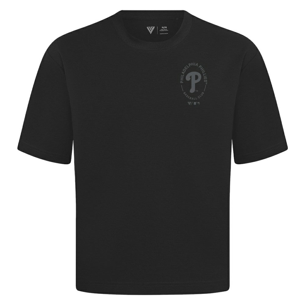 Philadelphia Phillies Levelwear Signet Oversized Luxe Signature Knit T-Shirt - Black