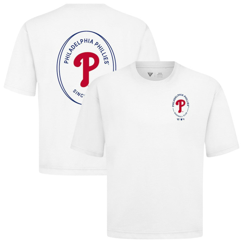 Philadelphia Phillies Levelwear Signet Oversized Luxe Signature Knit T-Shirt - White