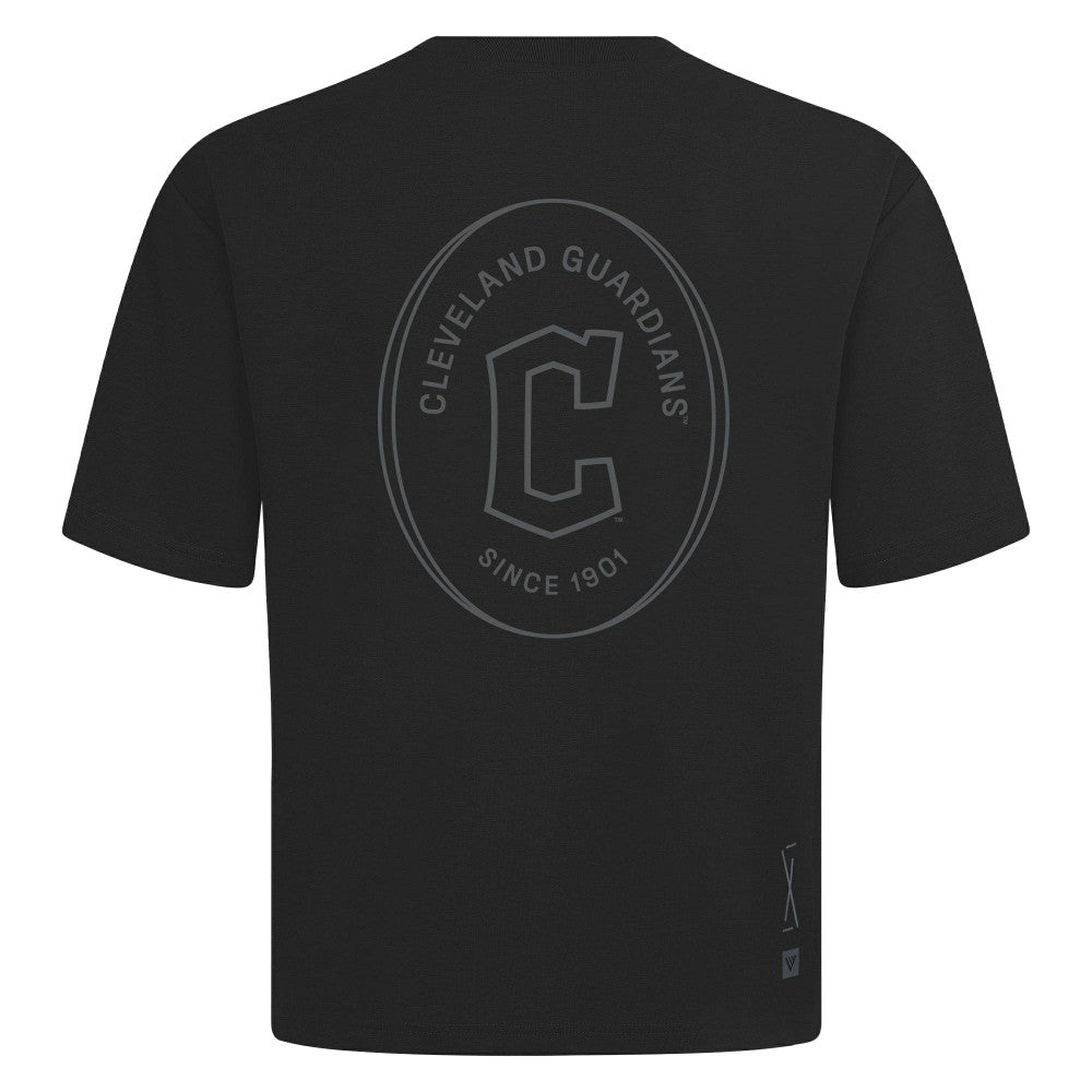 Cleveland Guardians Levelwear Signet Oversized Luxe Signature Knit T-Shirt - Black