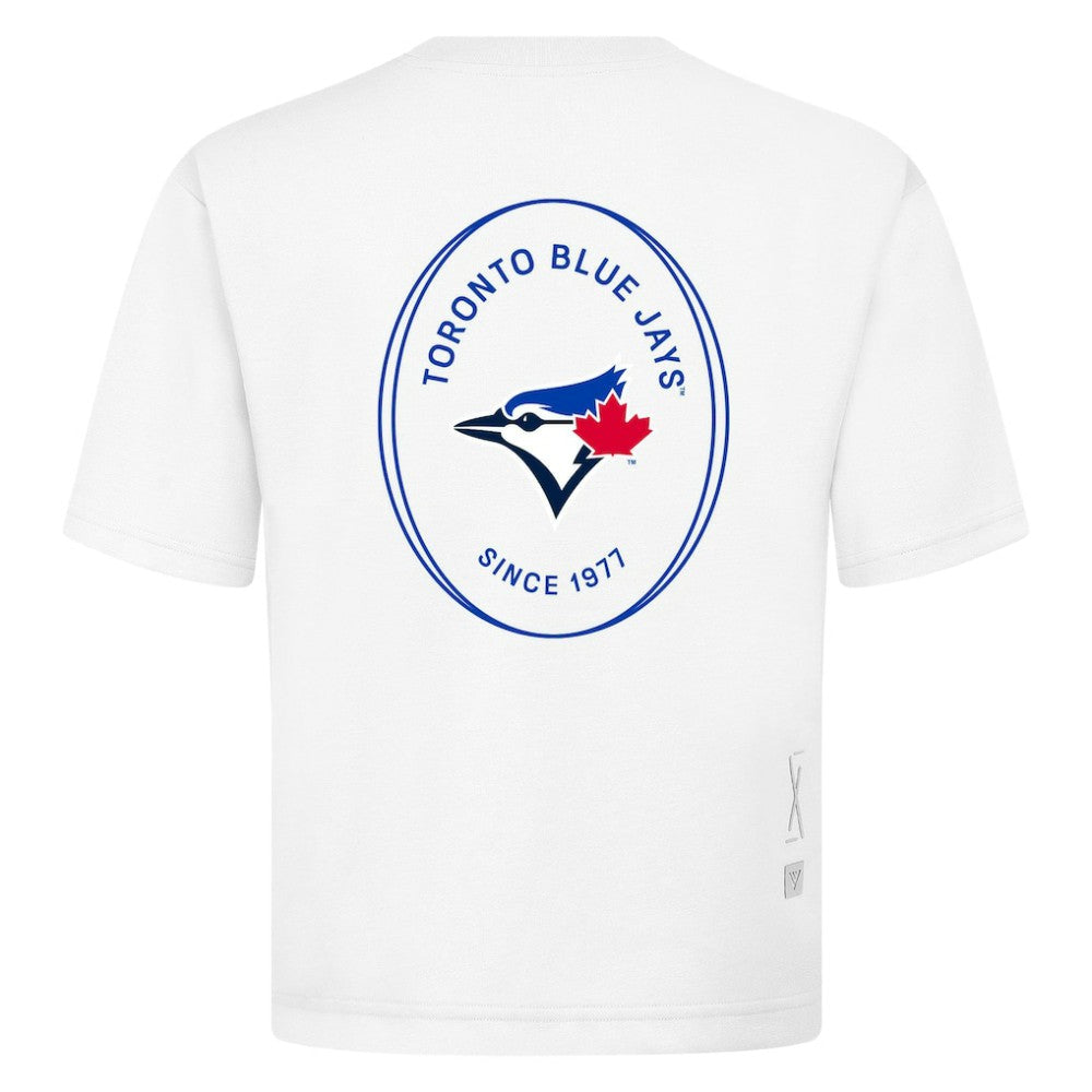 Toronto Blue Jays Levelwear Signet Oversized Luxe Signature Knit T-Shirt - White