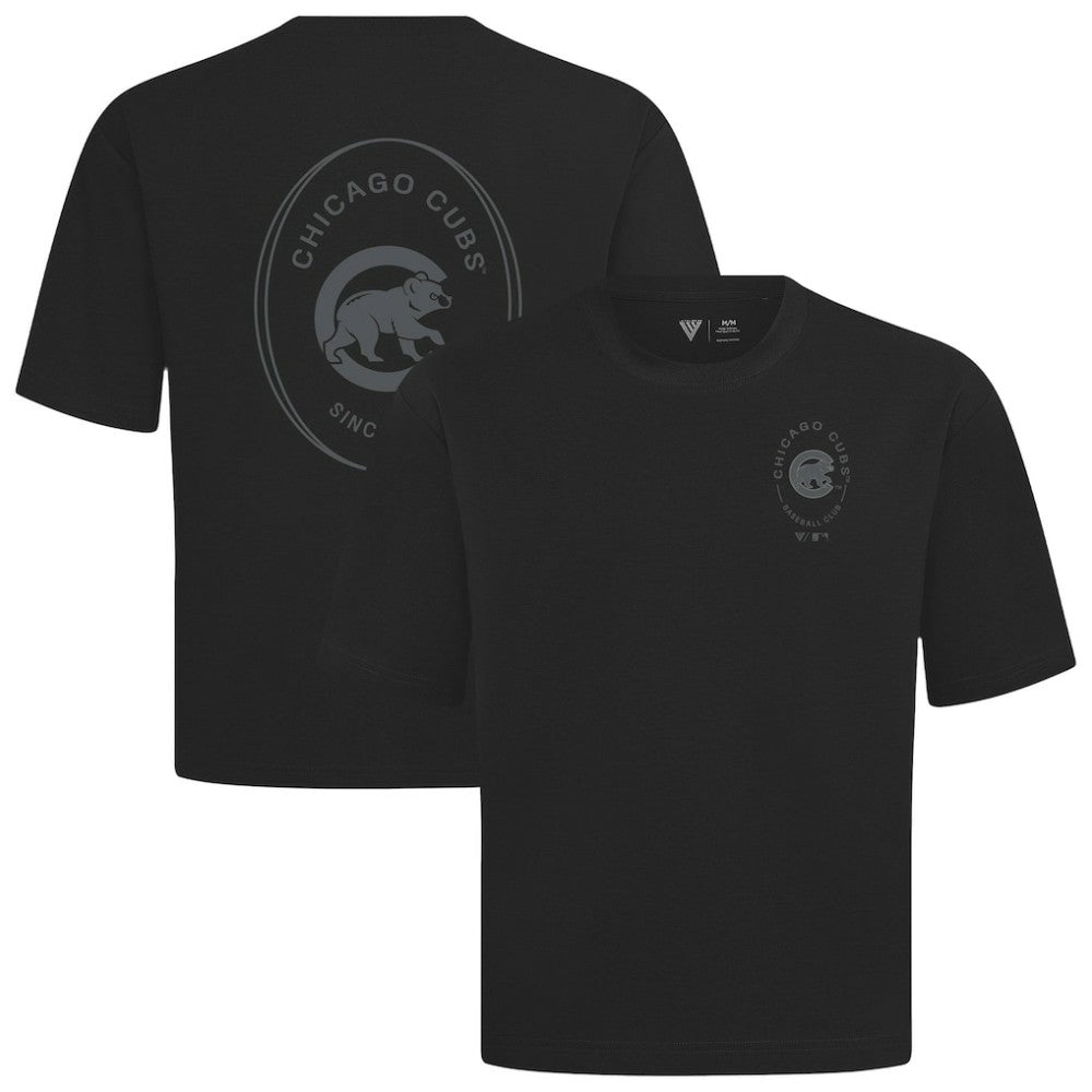 Chicago Cubs Levelwear Signet Oversized Luxe Signature Knit T-Shirt - Black