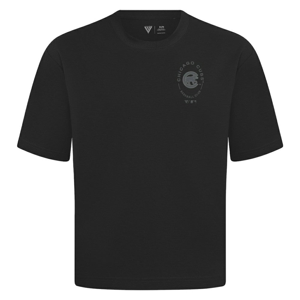 Chicago Cubs Levelwear Signet Oversized Luxe Signature Knit T-Shirt - Black