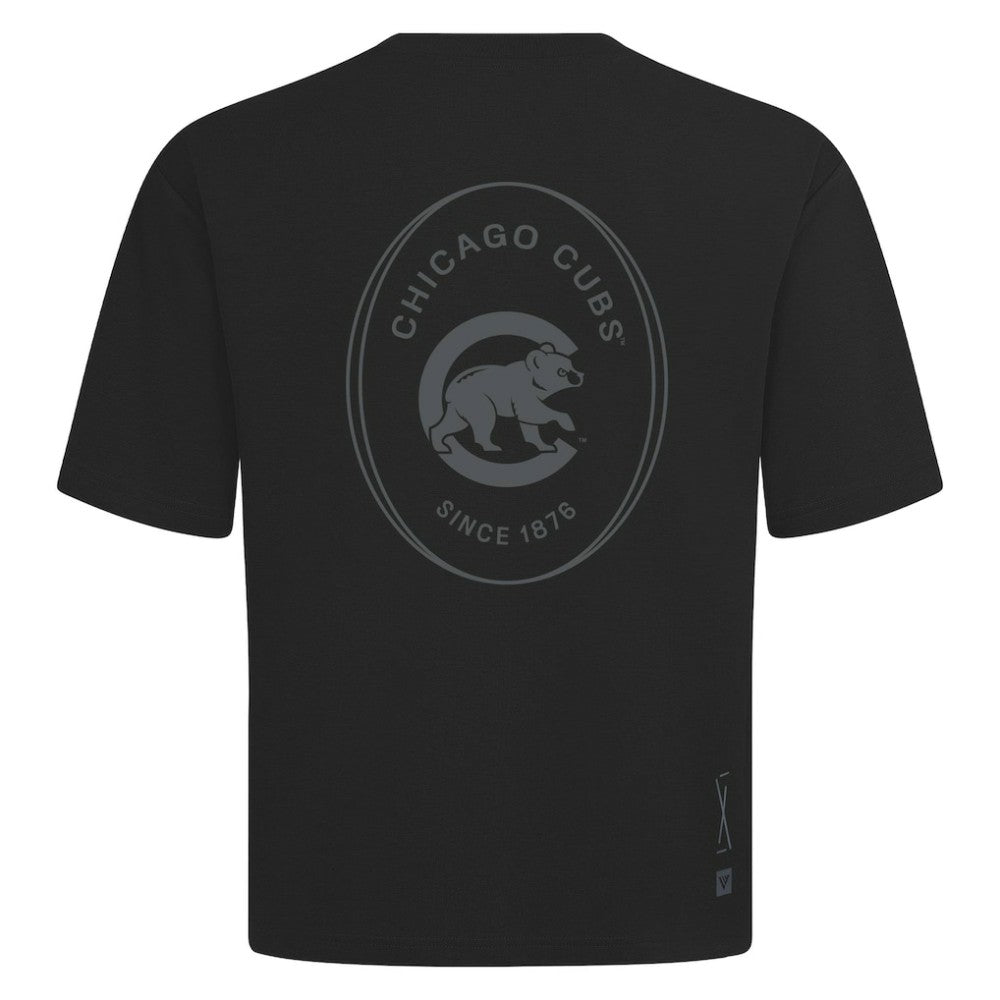 Chicago Cubs Levelwear Signet Oversized Luxe Signature Knit T-Shirt - Black