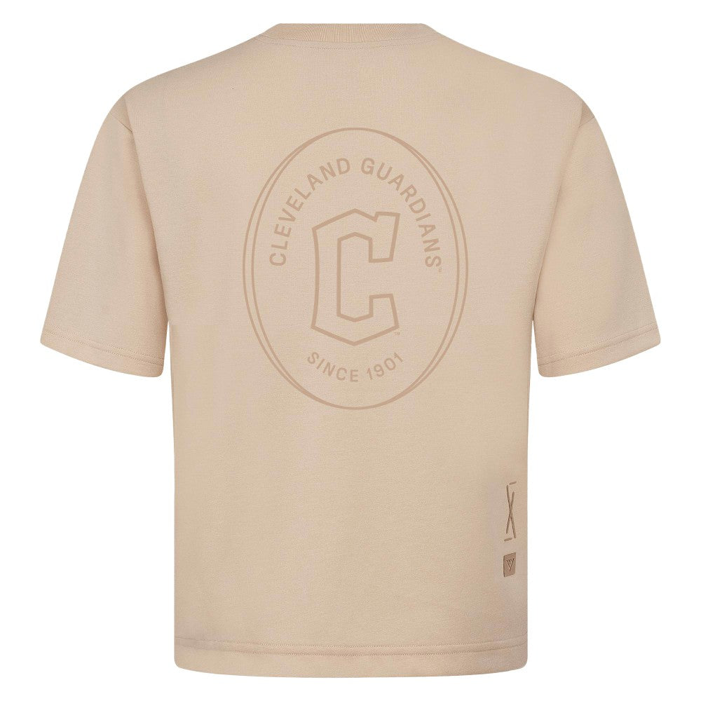 Cleveland Guardians Levelwear Signet Oversized Luxe Signature Knit T-Shirt - Khaki