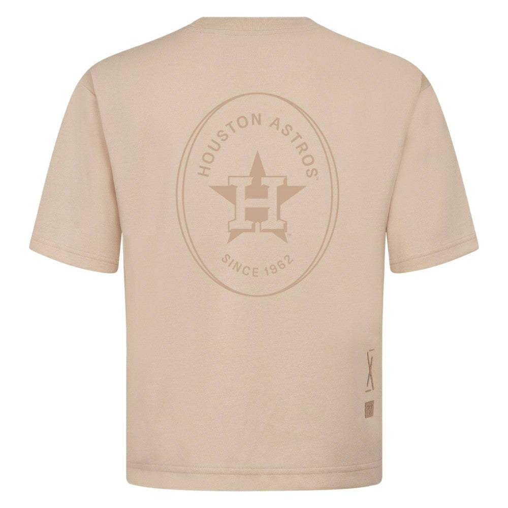 Houston Astros Levelwear Signet Oversized Luxe Signature Knit T-Shirt - Khaki
