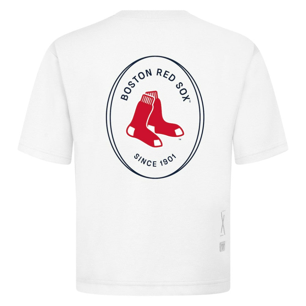 Boston Red Sox Levelwear Signet Oversized Luxe Signature Knit T-Shirt - White