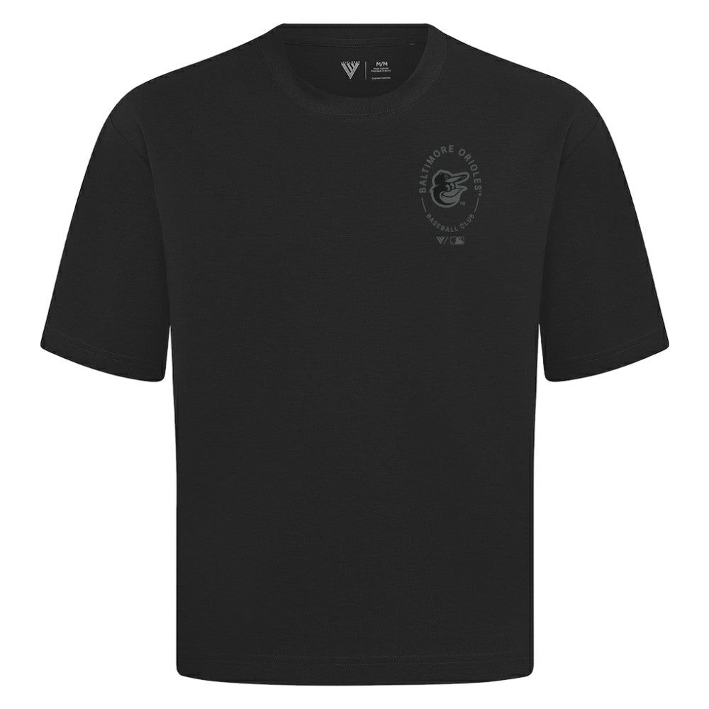 Baltimore Orioles Levelwear Signet Oversized Luxe Signature Knit T-Shirt - Black