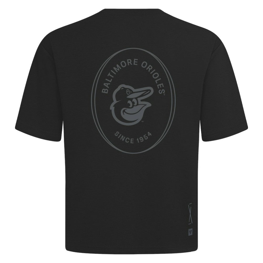 Baltimore Orioles Levelwear Signet Oversized Luxe Signature Knit T-Shirt - Black