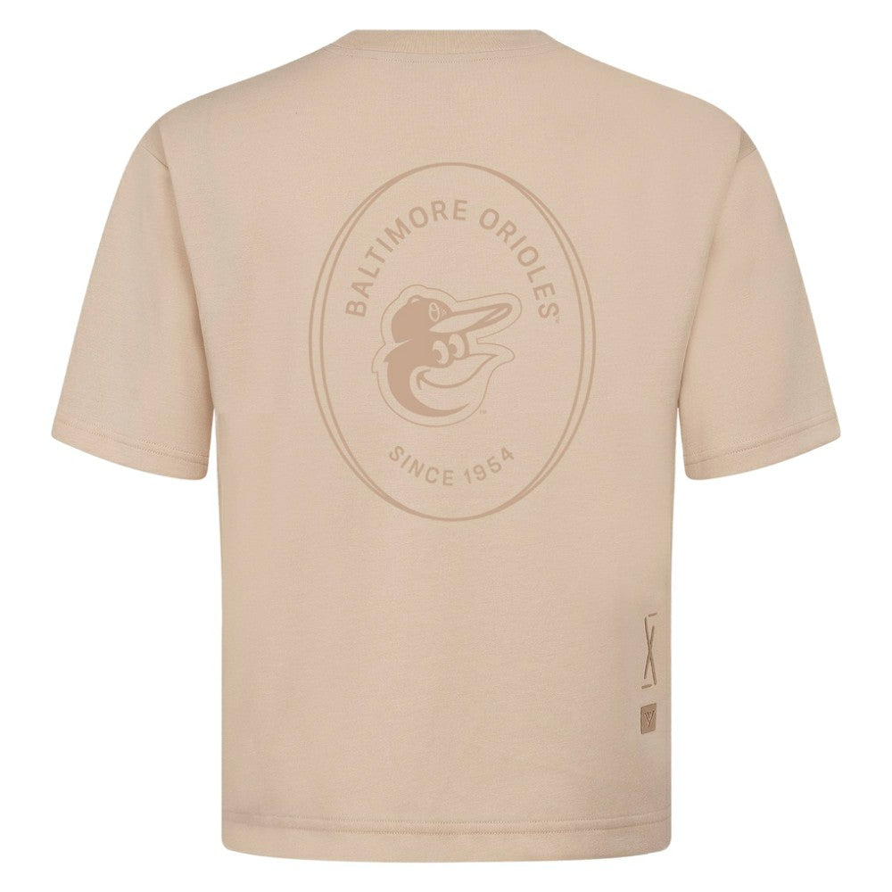 Baltimore Orioles Levelwear Signet Oversized Luxe Signature Knit T-Shirt - Khaki