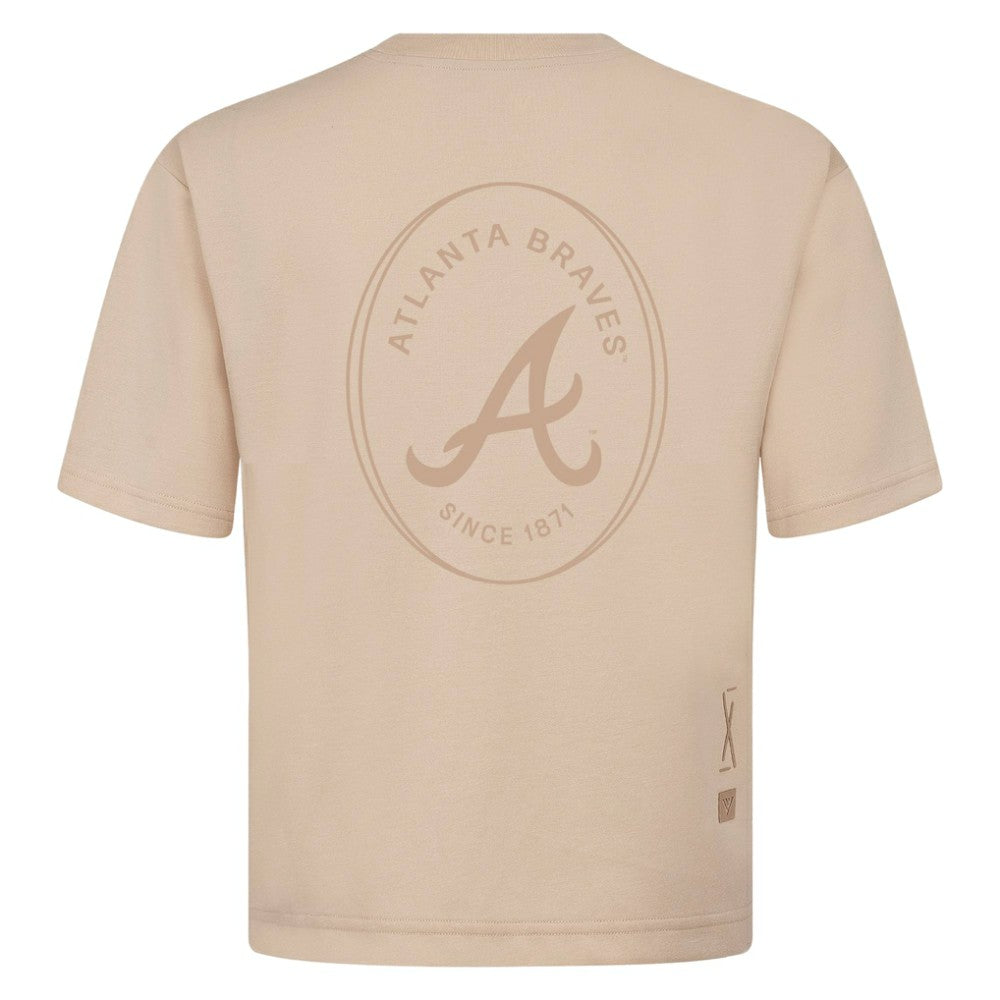 Atlanta Braves Levelwear Register Oversized Luxe Signature Knit T-Shirt - Khaki