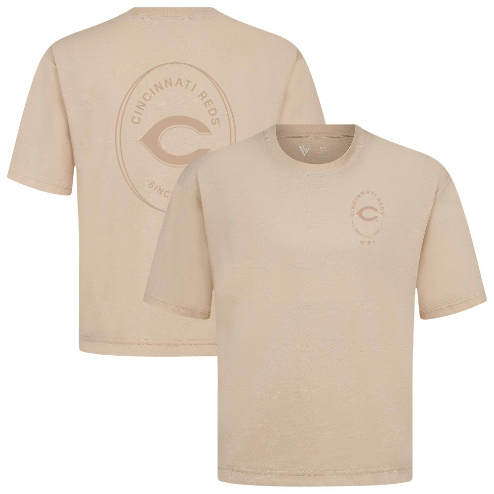 Cincinnati Reds Levelwear Register Oversized Luxe Signature Knit T-Shirt - Khaki