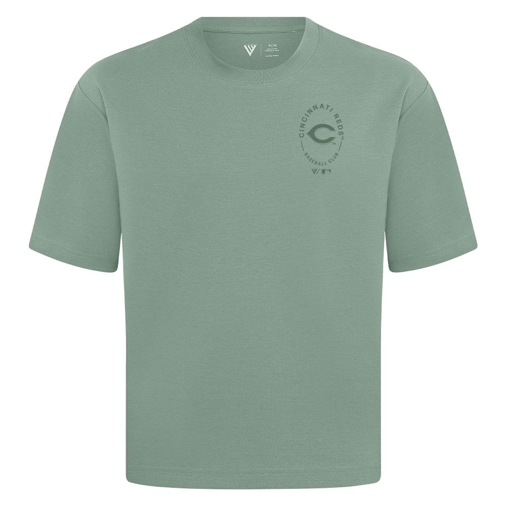 Cincinnati Reds Levelwear Register Oversized Luxe Signature Knit T-Shirt - Green