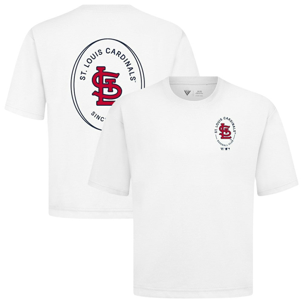 St. Louis Cardinals Levelwear Register Oversized Luxe Signature Knit T-Shirt - White