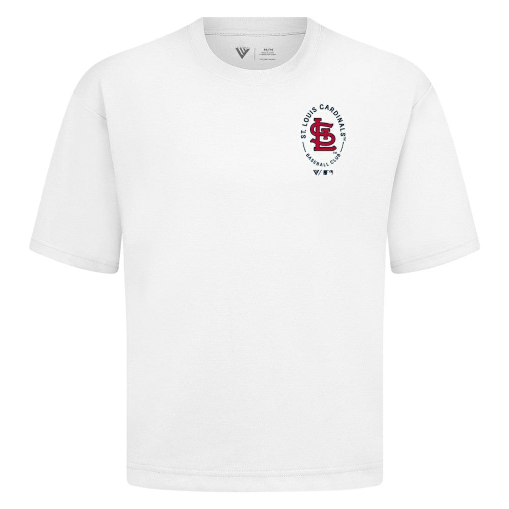St. Louis Cardinals Levelwear Register Oversized Luxe Signature Knit T-Shirt - White