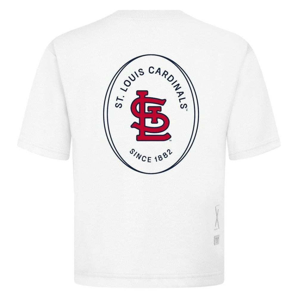 St. Louis Cardinals Levelwear Register Oversized Luxe Signature Knit T-Shirt - White