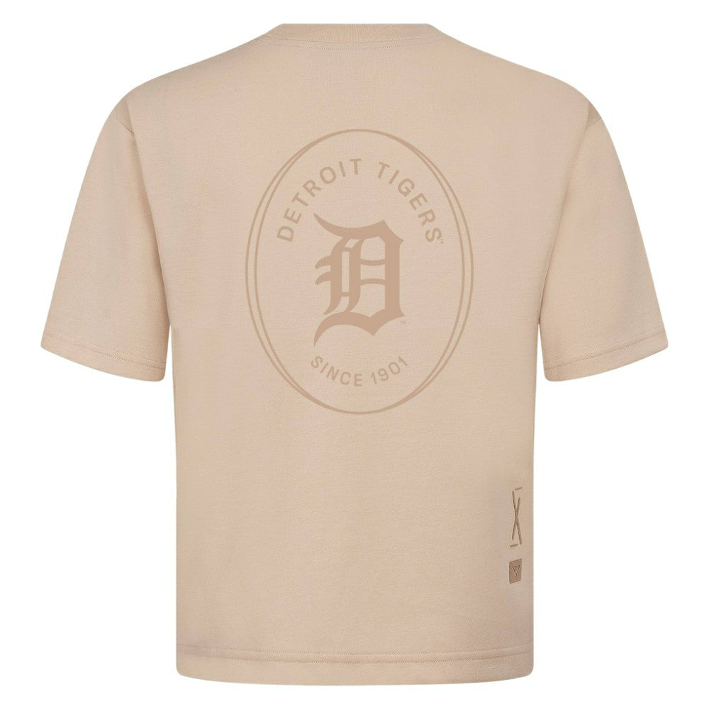 Detroit Tigers Levelwear Register Oversized Luxe Signature Knit T-Shirt - Khaki