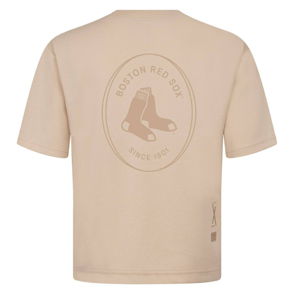 Boston Red Sox Levelwear Register Oversized Luxe Signature Knit T-Shirt - Khaki