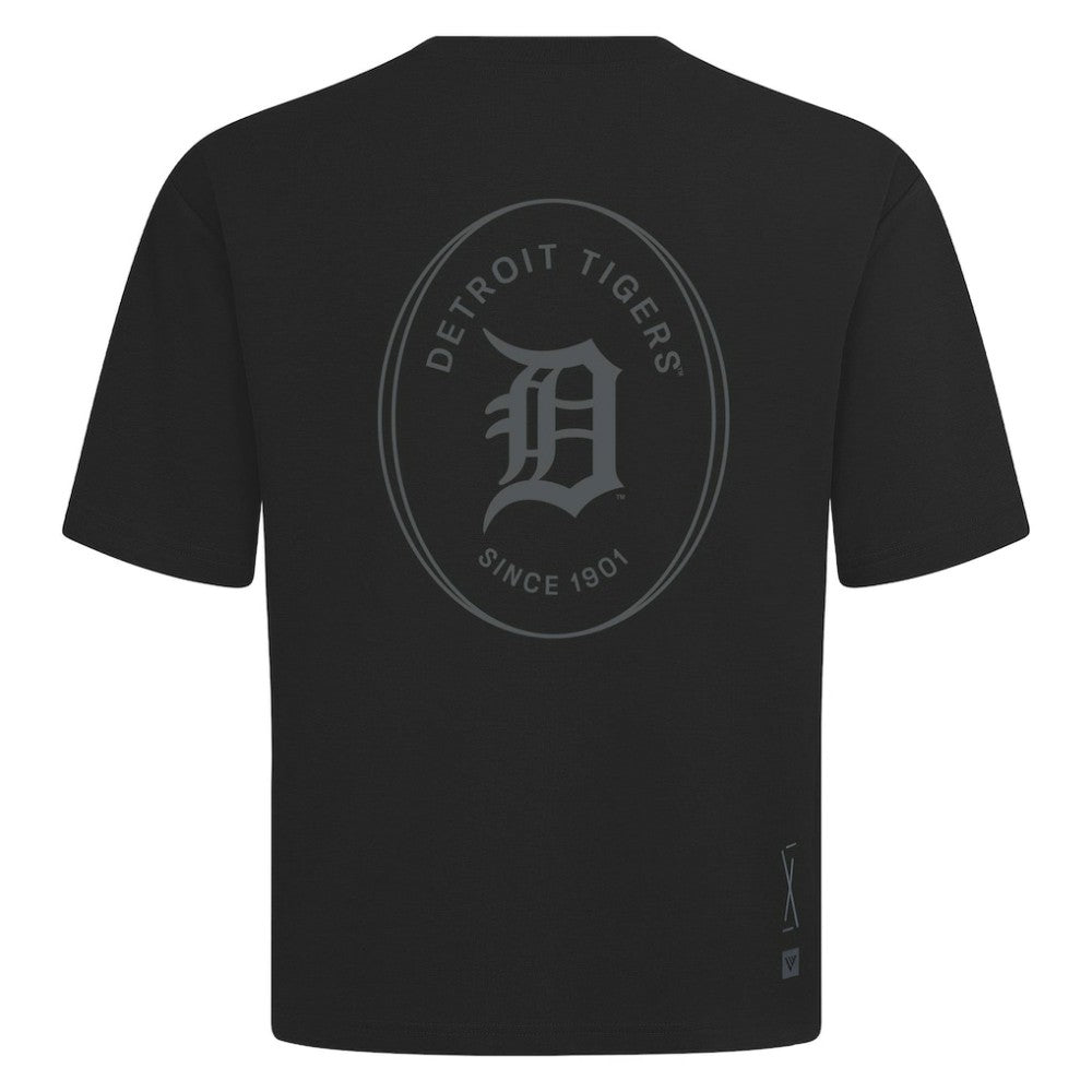 Detroit Tigers Levelwear Register Oversized Luxe Signature Knit T-Shirt - Black