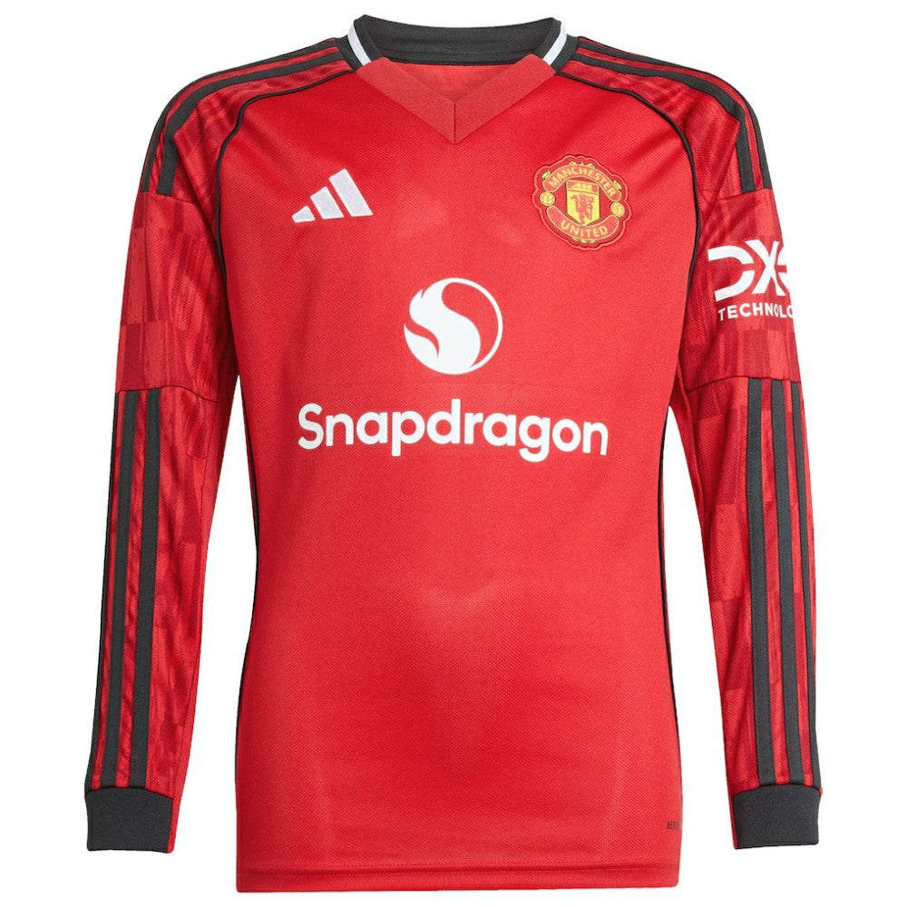 Manchester United Youth Home 2025/26 Replica Long Sleeve Jersey - Red | Adidas cheap