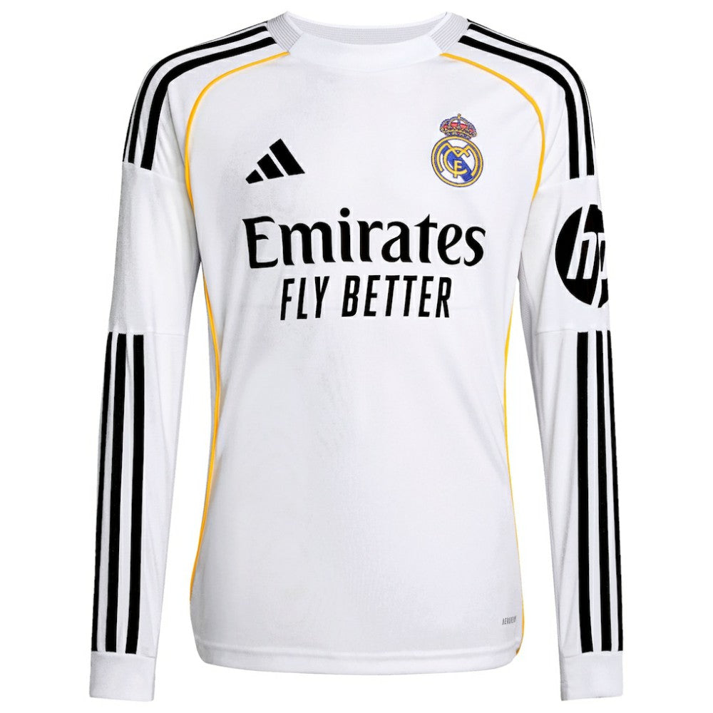 Real Madrid Youth 2025/26 Home Replica Long Sleeve Jersey - White | Adidas on sale
