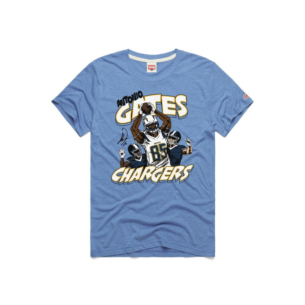 Antonio Gates Los Angeles Chargers Homage Unisex Caricature Retired Player Tri-Blend T-Shirt - Powder Blue online