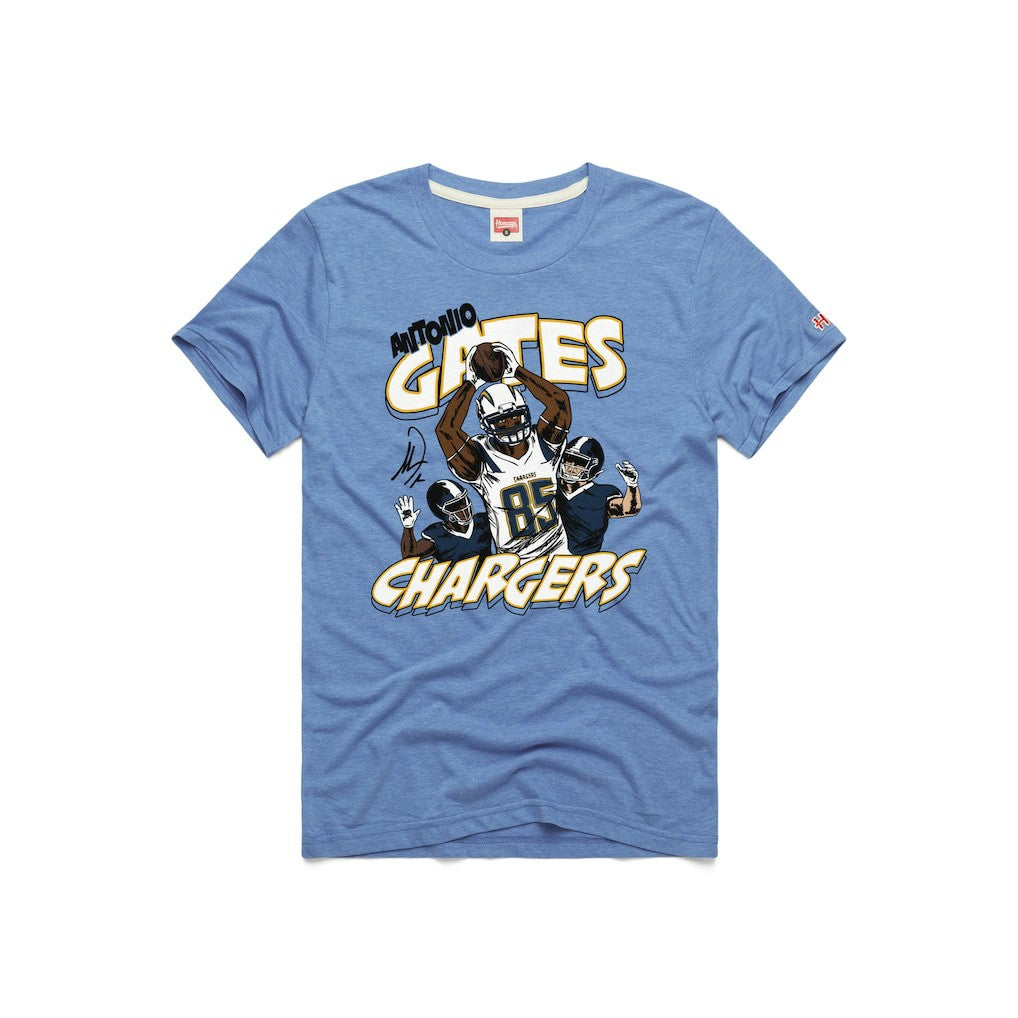 Antonio Gates Los Angeles Chargers Homage Unisex Caricature Retired Player Tri-Blend T-Shirt - Powder Blue online