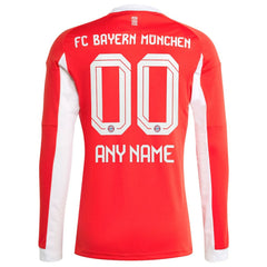 Bayern Munich 2025/26 Home Replica Long Sleeve Custom Jersey - Red | Adidas sale