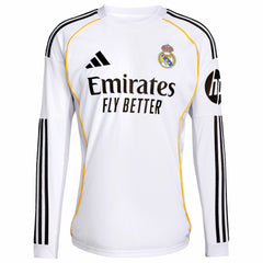 Real Madrid 2025/26 Home Replica Long Sleeve Custom Jersey - White | Adidas on sale