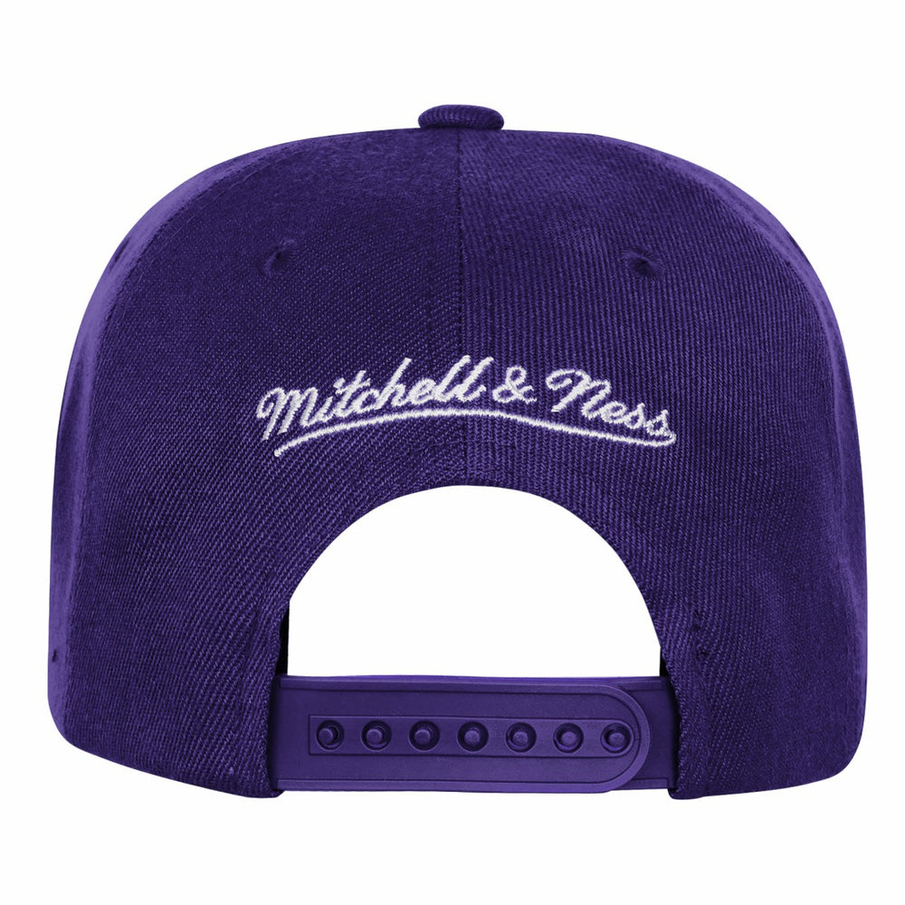 Los Angeles Lakers Youth 50th Anniversary Duo Front Snapback Hat - Purple | Mitchell & Ness on sale