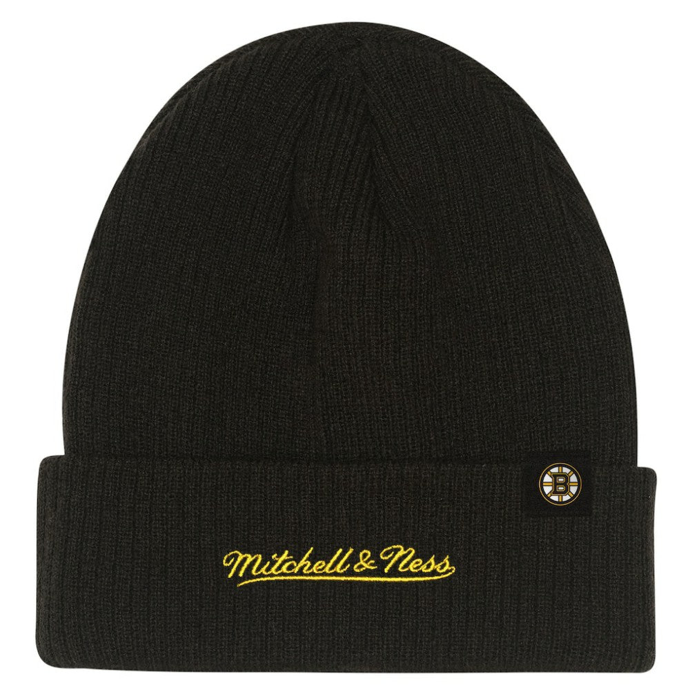 Boston Bruins Mitchell & Ness Youth Neon Line Lights Cuffed Knit Hat Black
