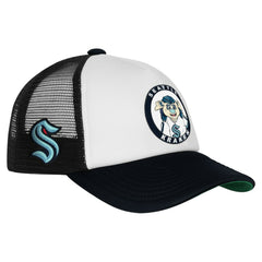 Seattle Kraken Mitchell & Ness Youth Mascot Adjustable Trucker Hat White