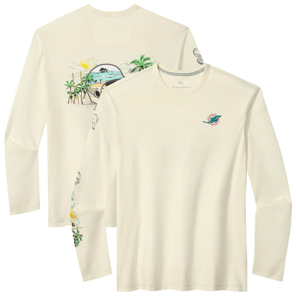 Miami Dolphins Oasis Endzone Lux Long Sleeve T-Shirt - Cream outlet