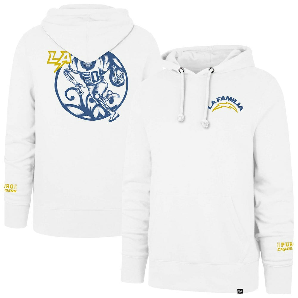 Los Angeles Chargers '47 La Familia Headline Pullover Hoodie - White on sale