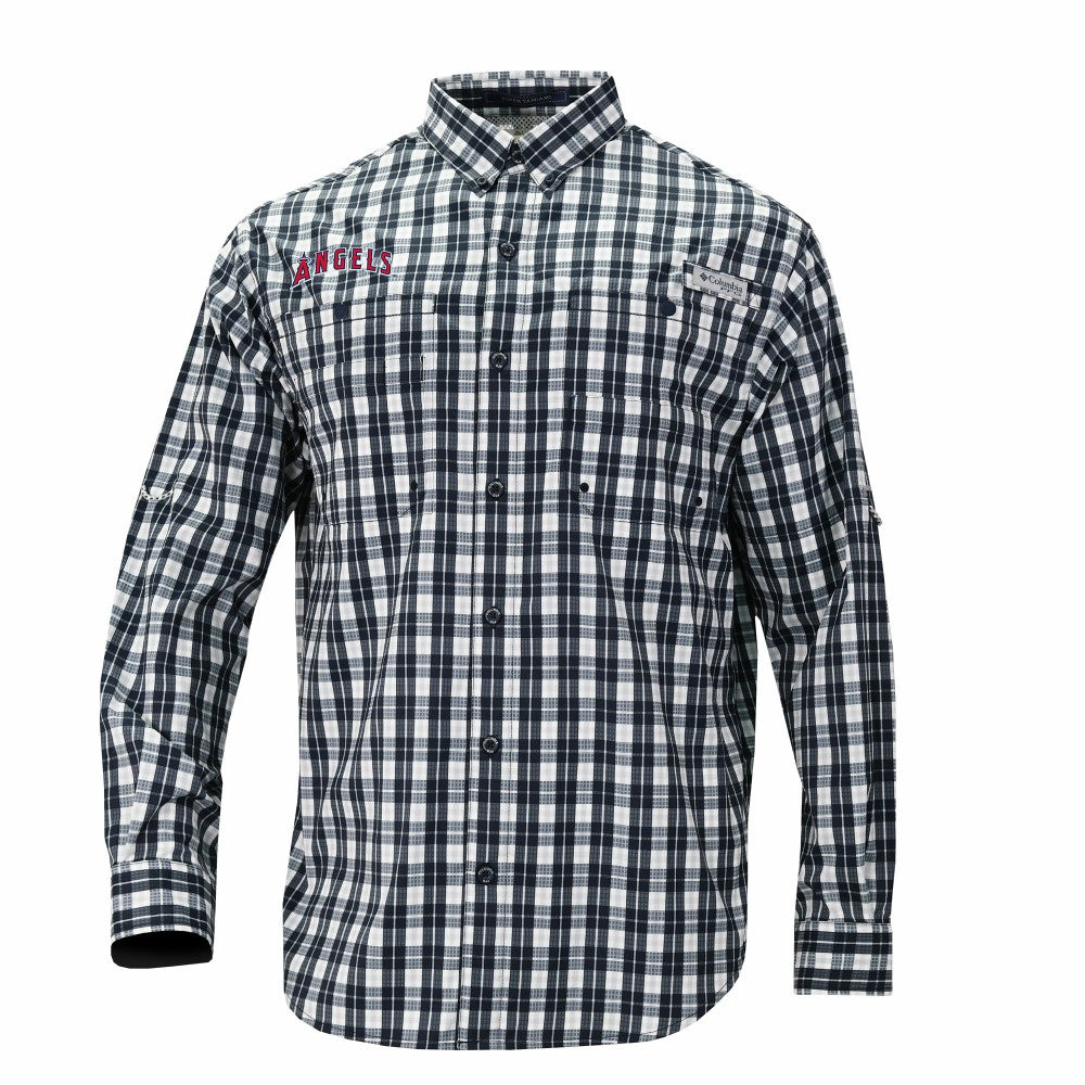 Los Angeles Angels Super Tamiami Omni-Shade Long Sleeve Button-Down Shirt - Navy | Columbia
