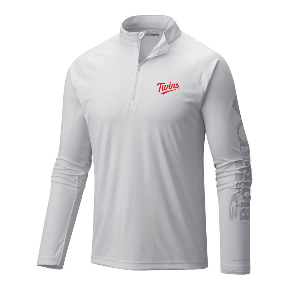 Minnesota Twins Terminal Tackle Omni-Wick Raglan Quarter-Zip Pullover - White | Columbia