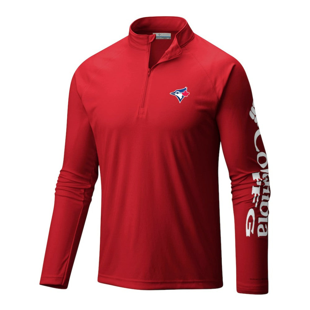 Toronto Blue Jays Terminal Tackle Omni-Wick Raglan Quarter-Zip Pullover - Red | Columbia