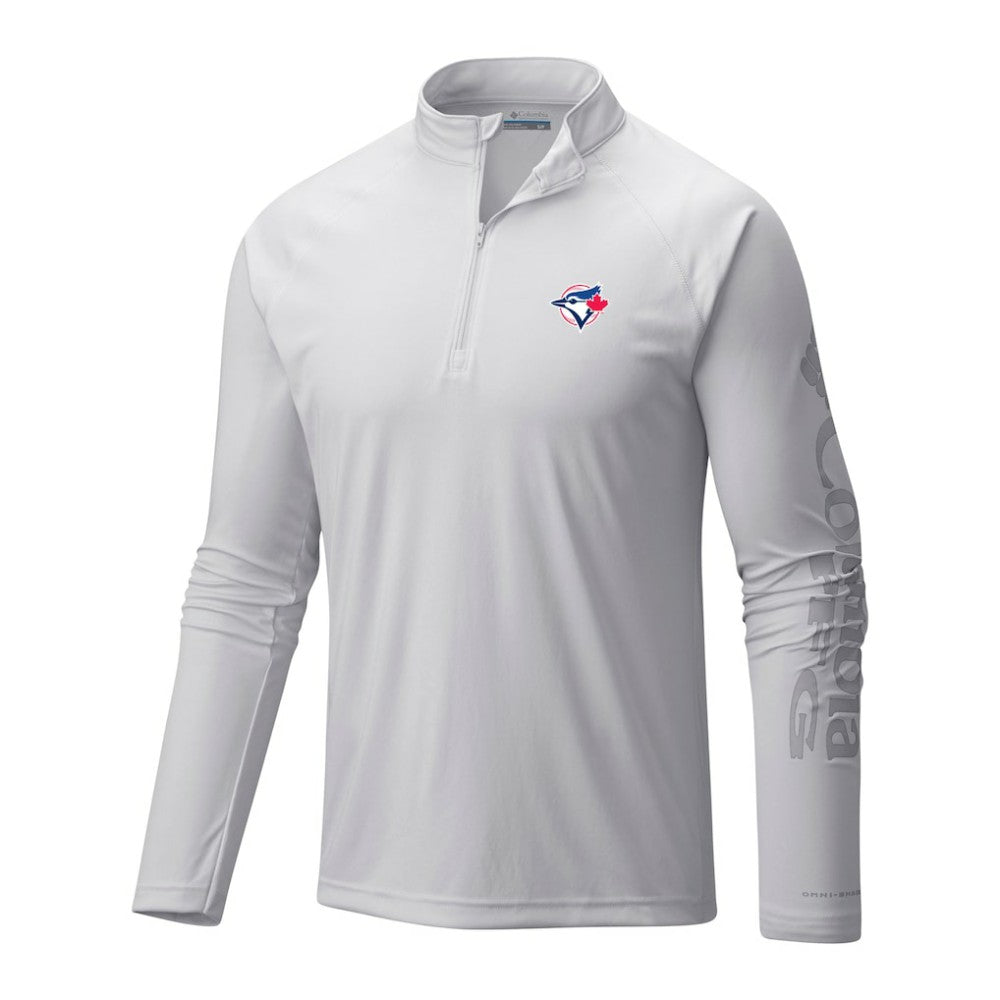 Toronto Blue Jays Terminal Tackle Omni-Wick Raglan Quarter-Zip Pullover - White | Columbia