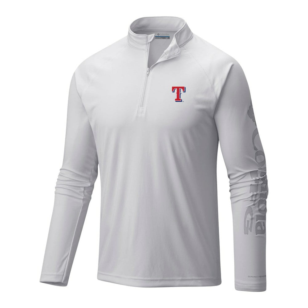 Texas Rangers Terminal Tackle Omni-Wick Raglan Quarter-Zip Pullover - White | Columbia
