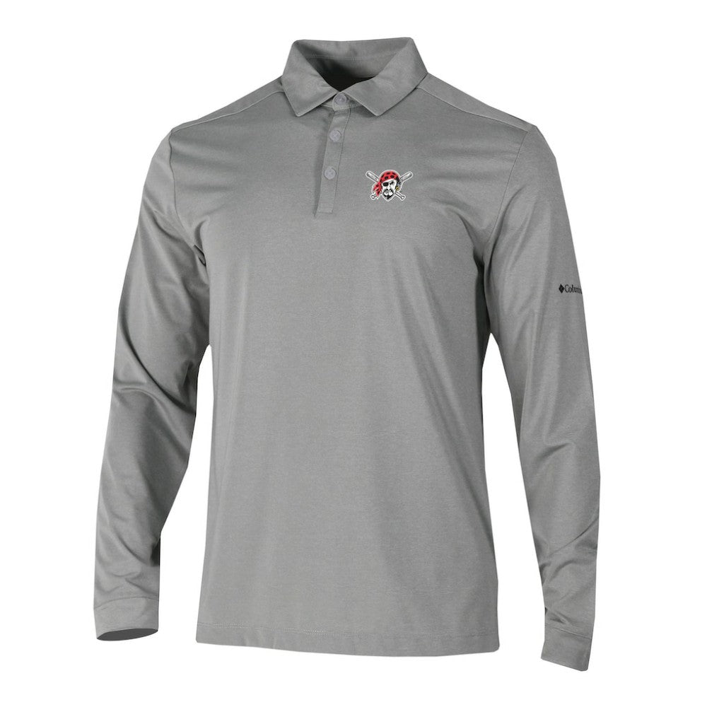 Pittsburgh Pirates Omni-Wick Pin High Long Sleeve Polo - Gray | Columbia