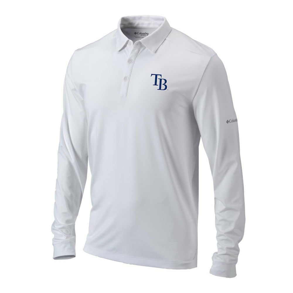 Tampa Bay Rays Omni-Wick Pin High Long Sleeve Polo - White | Columbia
