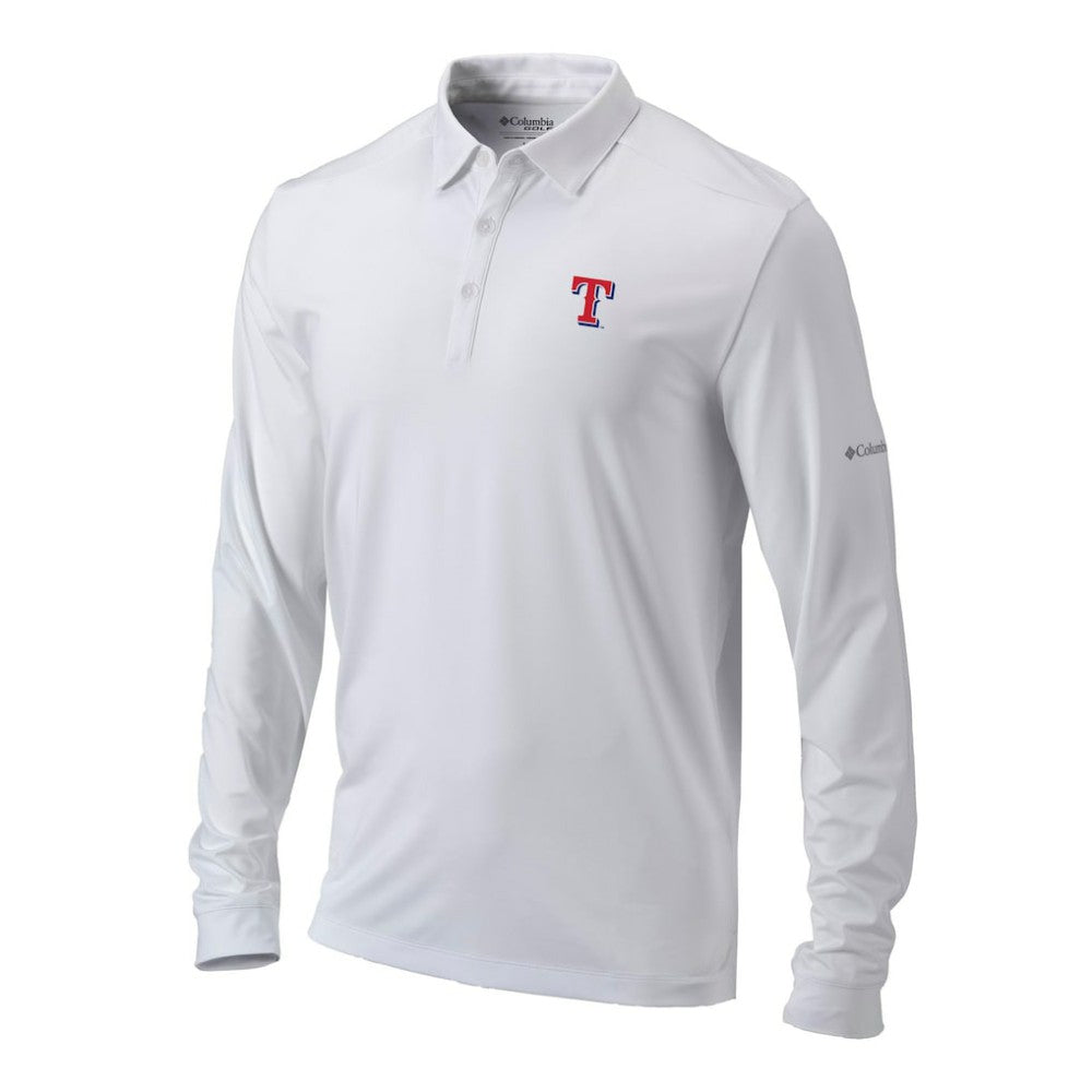 Texas Rangers Omni-Wick Pin High Long Sleeve Polo - White | Columbia