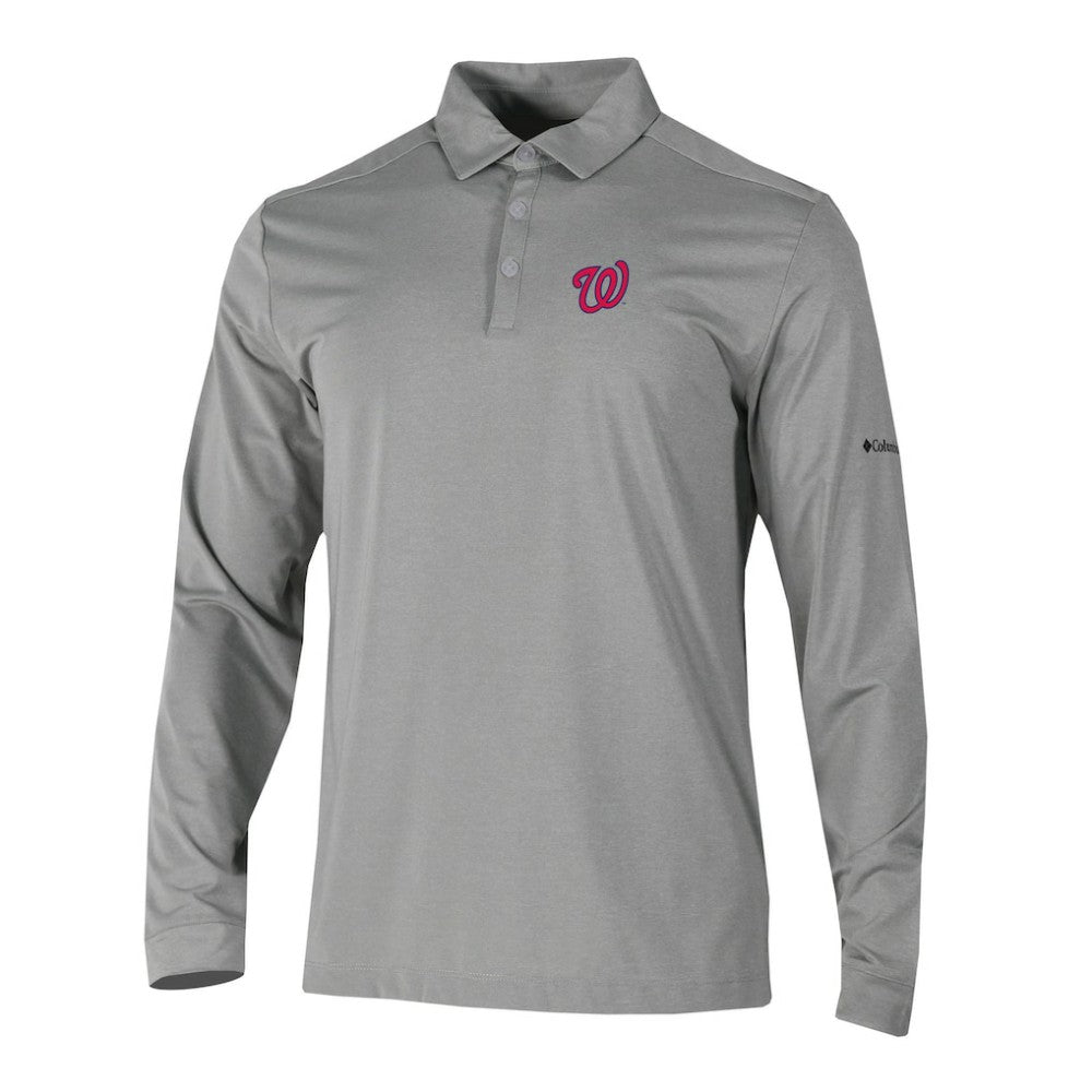 Washington Nationals Omni-Wick Pin High Long Sleeve Polo - Gray | Columbia