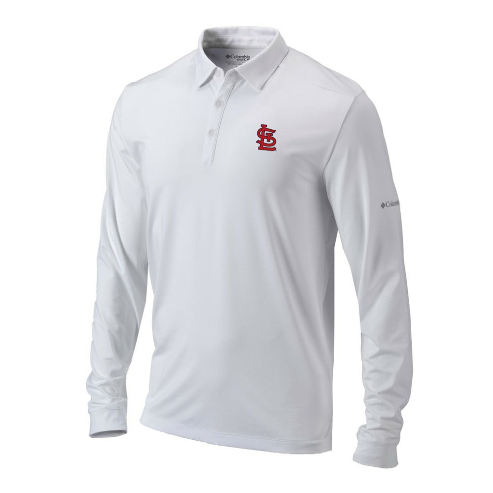 St. Louis Cardinals Omni-Wick Pin High Long Sleeve Polo - White | Columbia