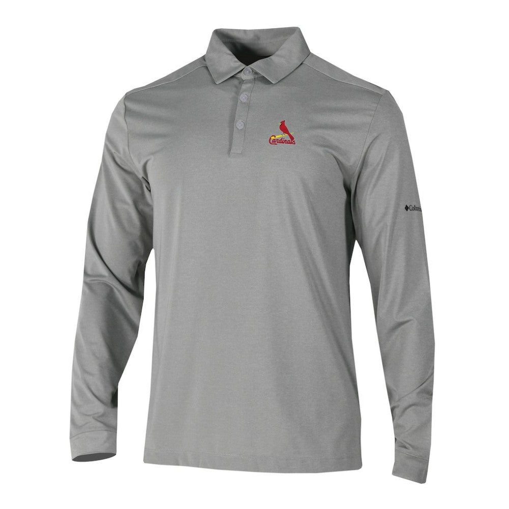 St. Louis Cardinals Omni-Wick Pin High Long Sleeve Polo - Gray | Columbia