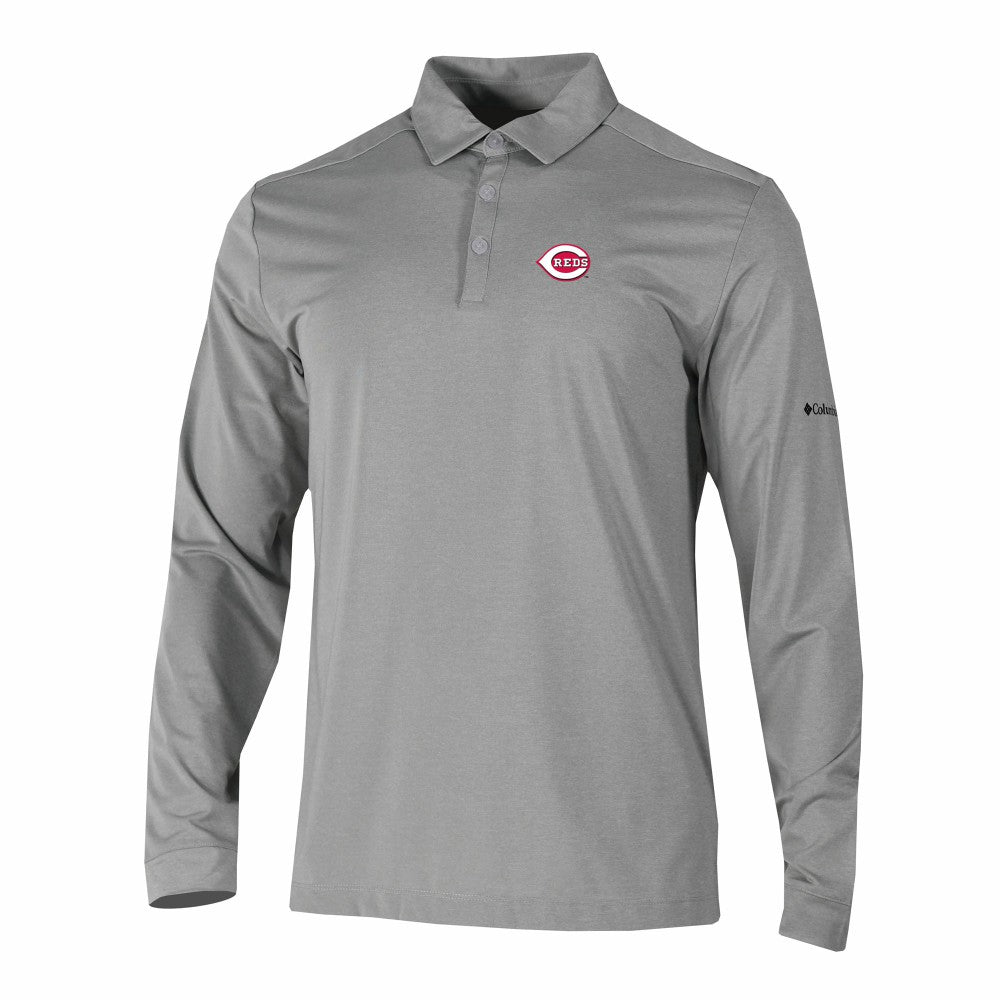 Cincinnati Reds Omni-Wick Pin High Long Sleeve Polo - Gray | Columbia
