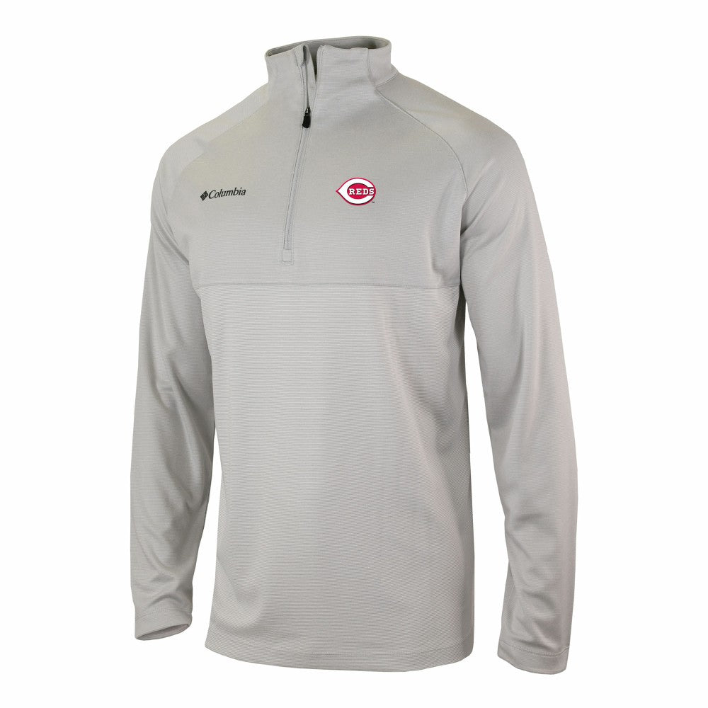 Cincinnati Reds Omni-Wick Raglan Rockin' It Quarter-Zip Pullover - Gray | Columbia